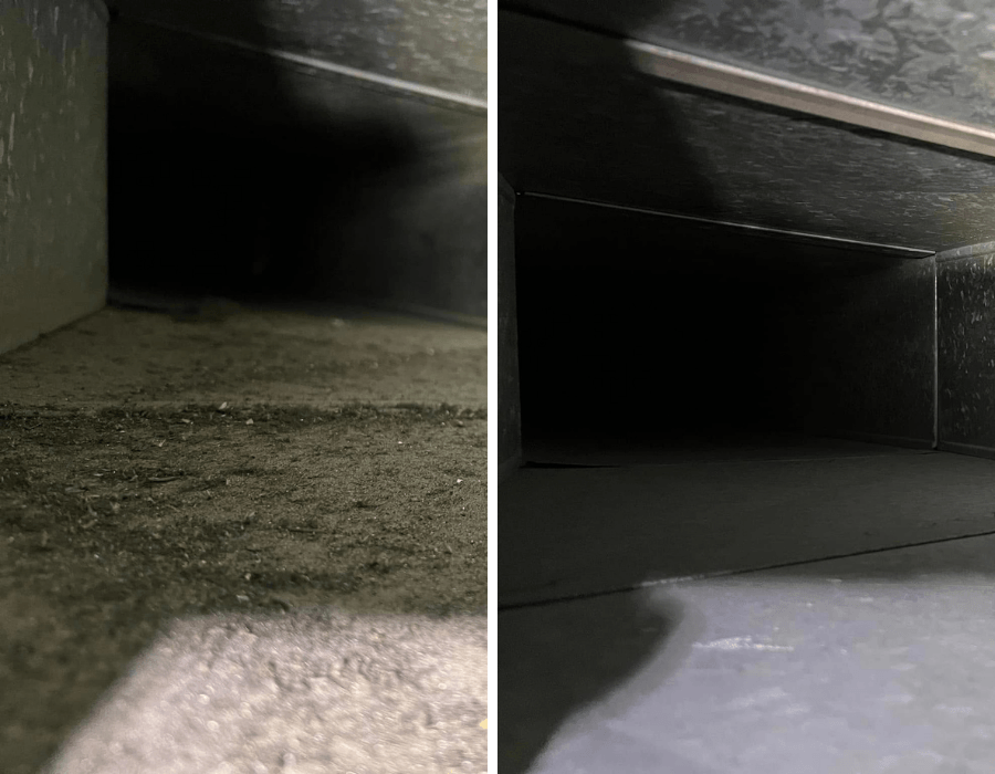 Nettoyage conduit ventilation avant après — JMR Ventilation